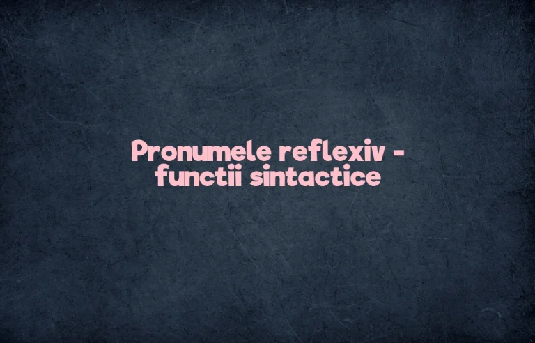 pronumele reflexiv functii sintactice